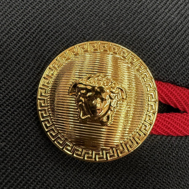 極美品☆VERSACE ヴェルサーチ 2024年製 1017006 ウール100％ メドゥーサボタン ミニ ペンシルスカート ブラック 36 イタリア製 正規品