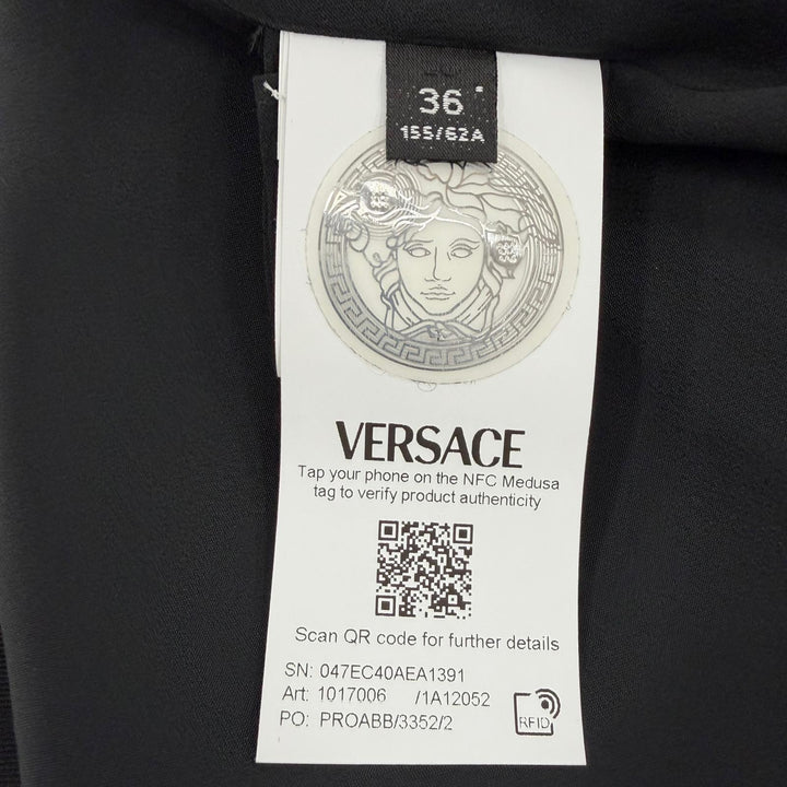 極美品☆VERSACE ヴェルサーチ 2024年製 1017006 ウール100％ メドゥーサボタン ミニ ペンシルスカート ブラック 36 イタリア製 正規品