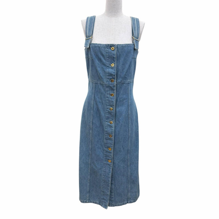 未使用品☆PATOU パトゥ DR1340008630B コットン ノースリーブ デニム ダンガリードレス ワンピース インディゴブルー 38 レディース