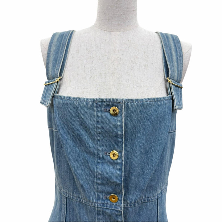未使用品☆PATOU パトゥ DR1340008630B コットン ノースリーブ デニム ダンガリードレス ワンピース インディゴブルー 38 レディース