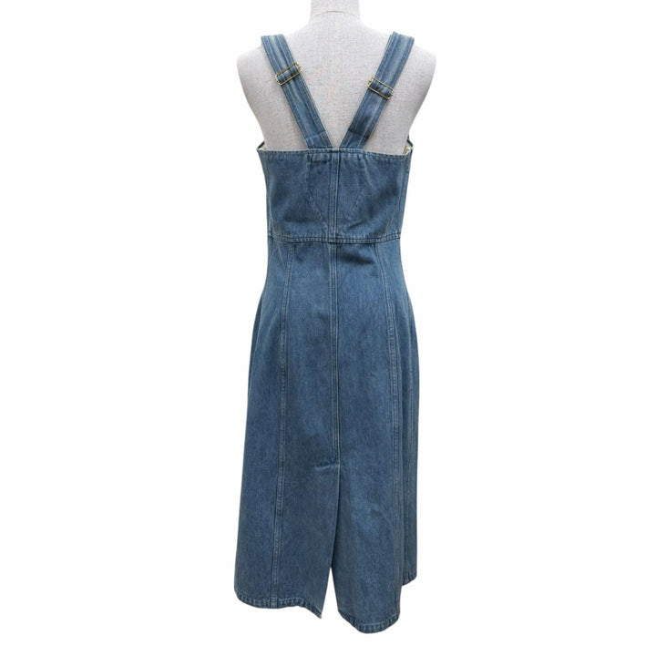 未使用品☆PATOU パトゥ DR1340008630B コットン ノースリーブ デニム ダンガリードレス ワンピース インディゴブルー 38 レディース