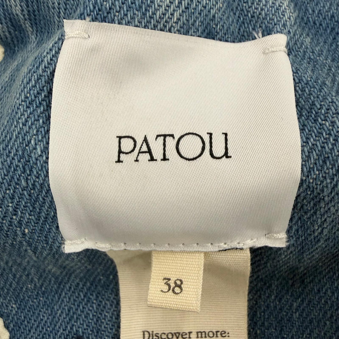 未使用品☆PATOU パトゥ DR1340008630B コットン ノースリーブ デニム ダンガリードレス ワンピース インディゴブルー 38 レディース