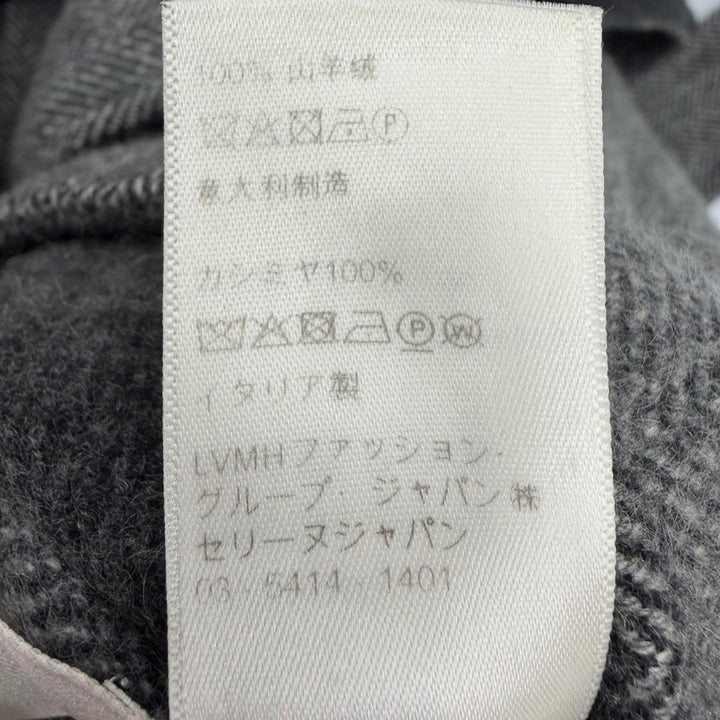 極美品☆CELINE セリーヌ 2M681408O カシミヤ100％ ヘリンボーン柄 ダブルフェイス ロング丈 ベルテッド コート グレー 34 伊製 正規品