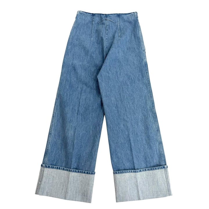未使用品★PATOU パトゥ TR0030008630B コットンデニム アイコニックパンツ Ice Blue センタープレス デニムパンツ 34 レディース