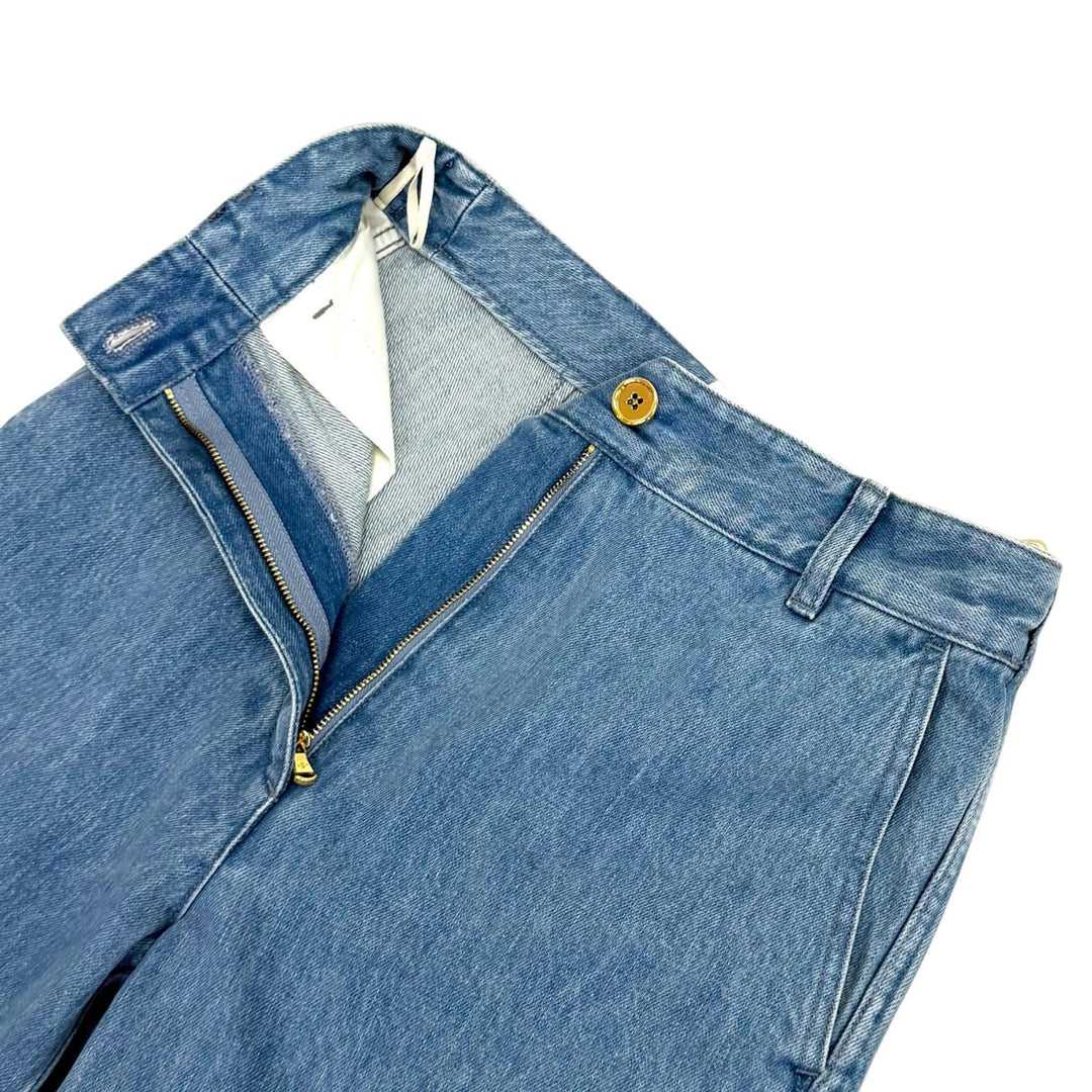 未使用品★PATOU パトゥ TR0030008630B コットンデニム アイコニックパンツ Ice Blue センタープレス デニムパンツ 34 レディース