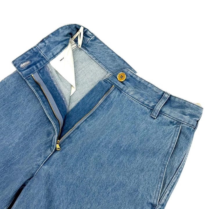 未使用品★PATOU パトゥ TR0030008630B コットンデニム アイコニックパンツ Ice Blue センタープレス デニムパンツ 34 レディース