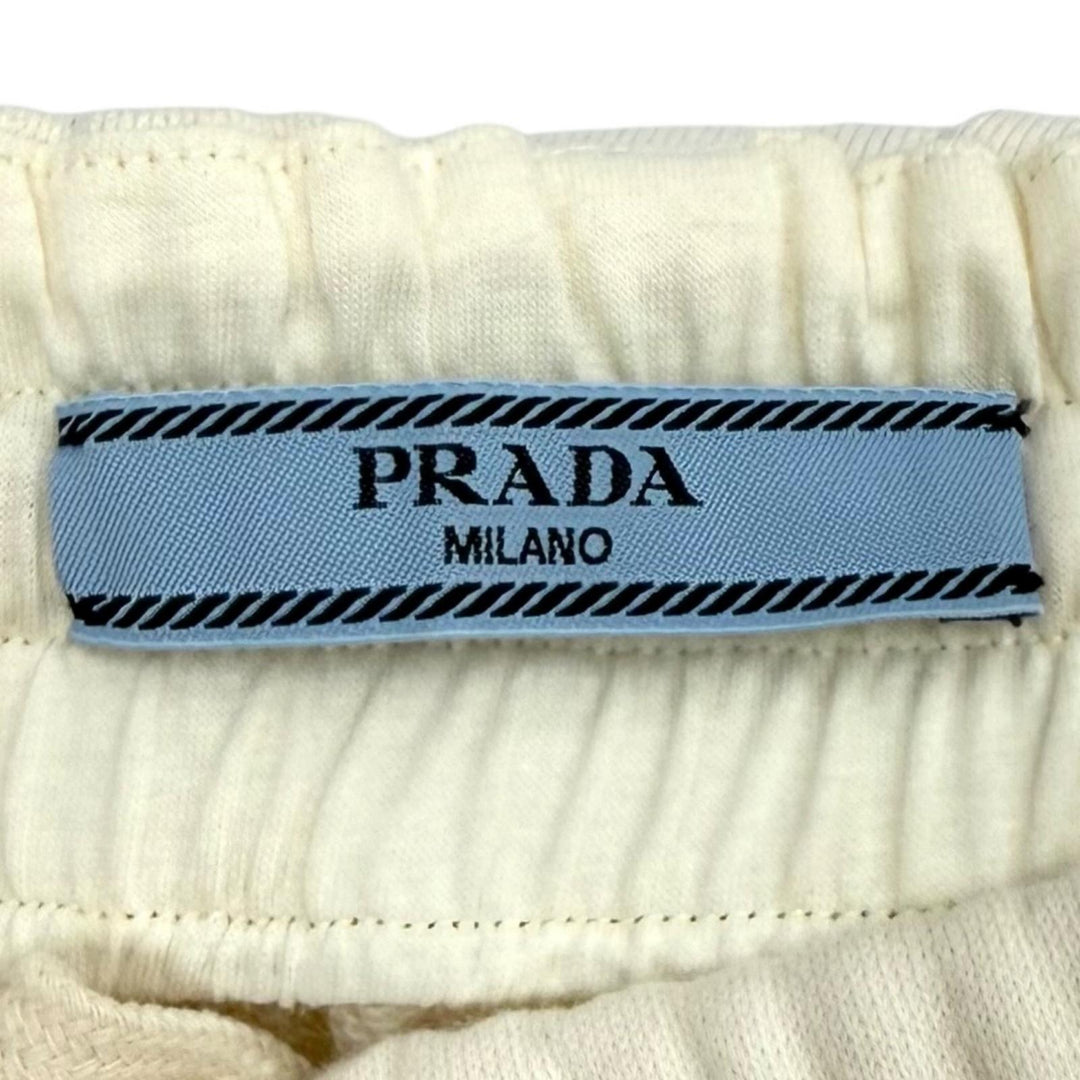 極美品★PRADA プラダ 2024年製 131104 コットン100％ トライアングルロゴ タイトスカート アイボリー XS イタリア製 正規品 レディース