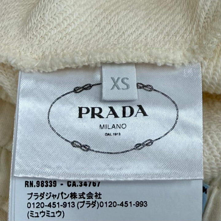 極美品★PRADA プラダ 2024年製 131104 コットン100％ トライアングルロゴ タイトスカート アイボリー XS イタリア製 正規品 レディース