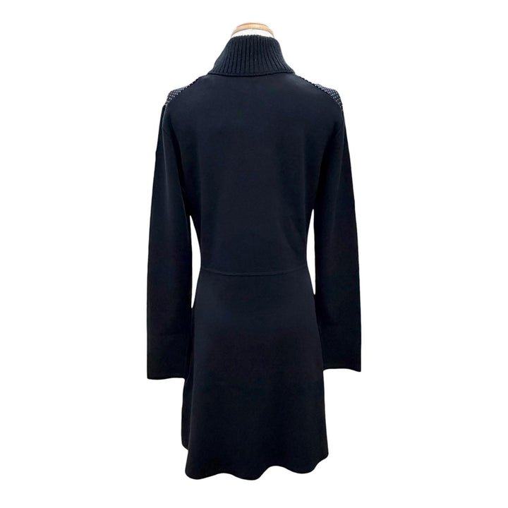 未使用△MONCLER モンクレール 2023年 I20939L00004 ロゴワッペン ミニスタッズ ハーフジップ 長袖 ニット ワンピース ブラック S 正規品