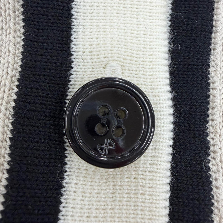 未使用品☆PATOU パトゥ KN1318067113B コットン ロゴ刺繍 コントラストカラー 長袖 ニット カーディガン ベージュ XS 正規品 レディース