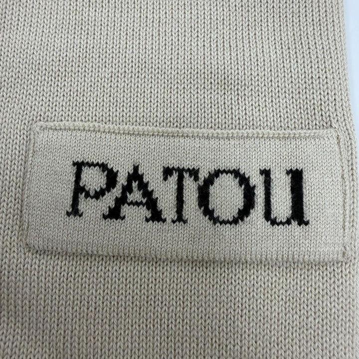 未使用品☆PATOU パトゥ KN1318067113B コットン ロゴ刺繍 コントラストカラー 長袖 ニット カーディガン ベージュ XS 正規品 レディース