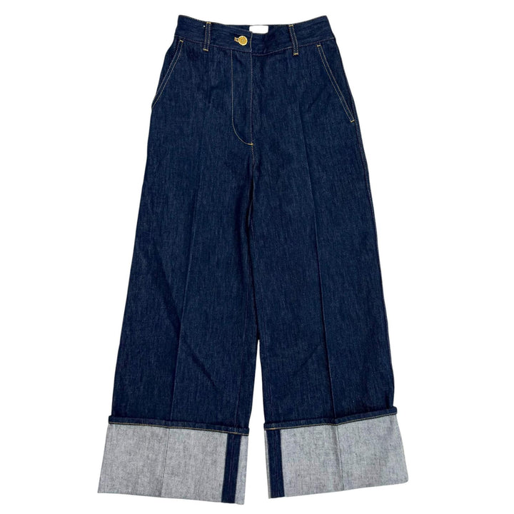 未使用品★PATOU パトゥ TR0030008602D アイコニック デニム パンツ RODEO BLUE センタープレス ストレートパンツ ボトムス 34 レディース