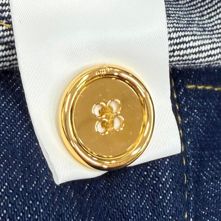 未使用品★PATOU パトゥ TR0030008602D アイコニック デニム パンツ RODEO BLUE センタープレス ストレートパンツ ボトムス 34 レディース