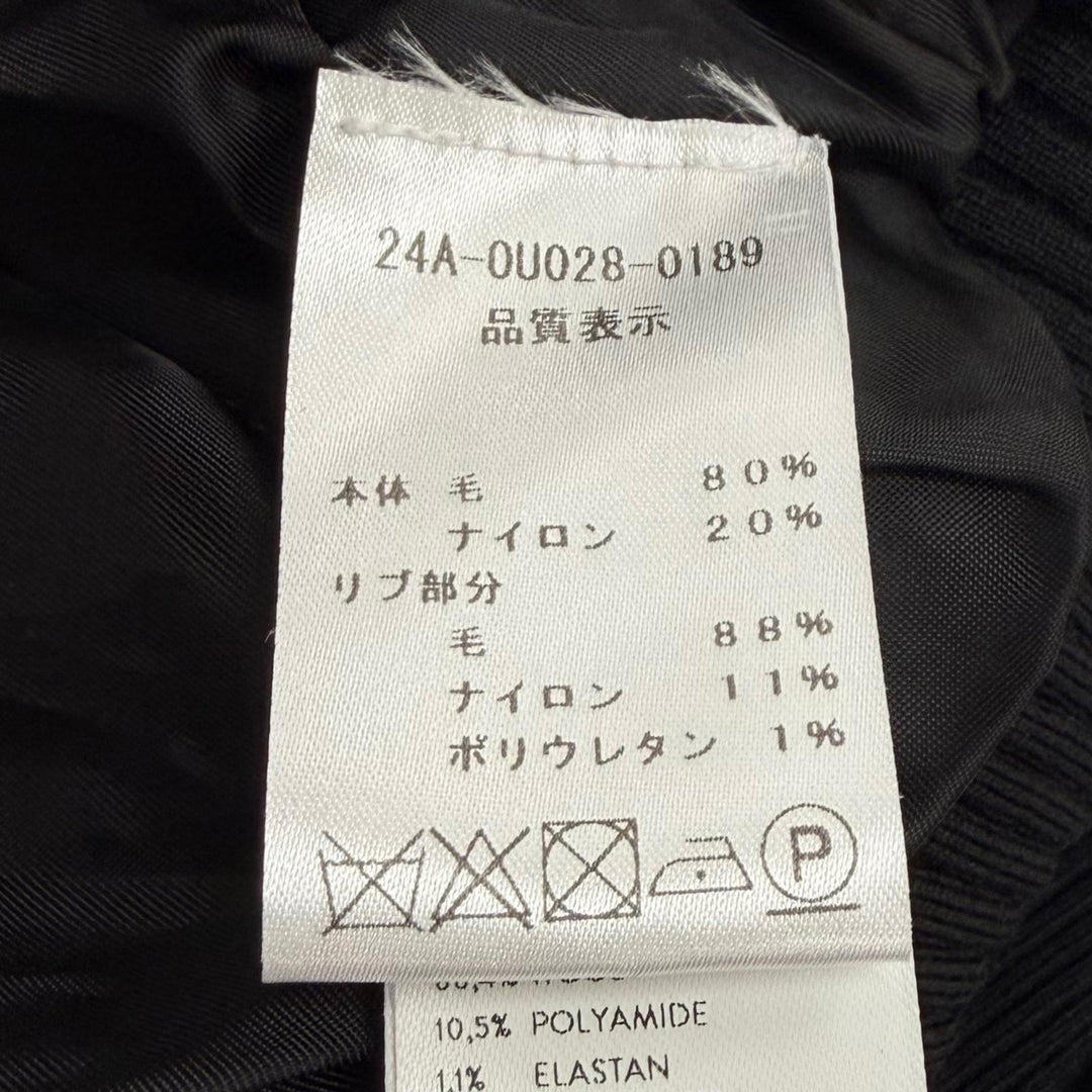 未使用品★PATOU パトゥ 24AW OU0280189999B ウール混 ロゴワッペン付 ZIP UP ライトボンバージャケット ブラック 34 ポーランド製 正規品