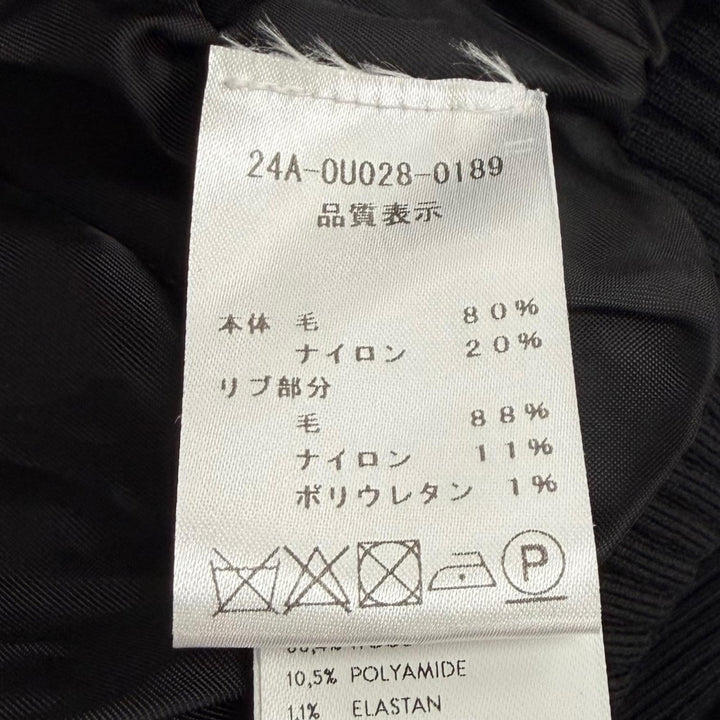 未使用品★PATOU パトゥ 24AW OU0280189999B ウール混 ロゴワッペン付 ZIP UP ライトボンバージャケット ブラック 34 ポーランド製 正規品
