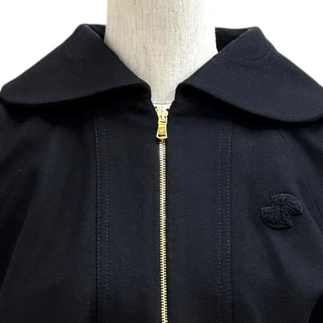 未使用品★PATOU パトゥ 24AW OU0280189999B ウール混 ロゴワッペン付 ZIP UP ライトボンバージャケット ブラック 34 ポーランド製 正規品