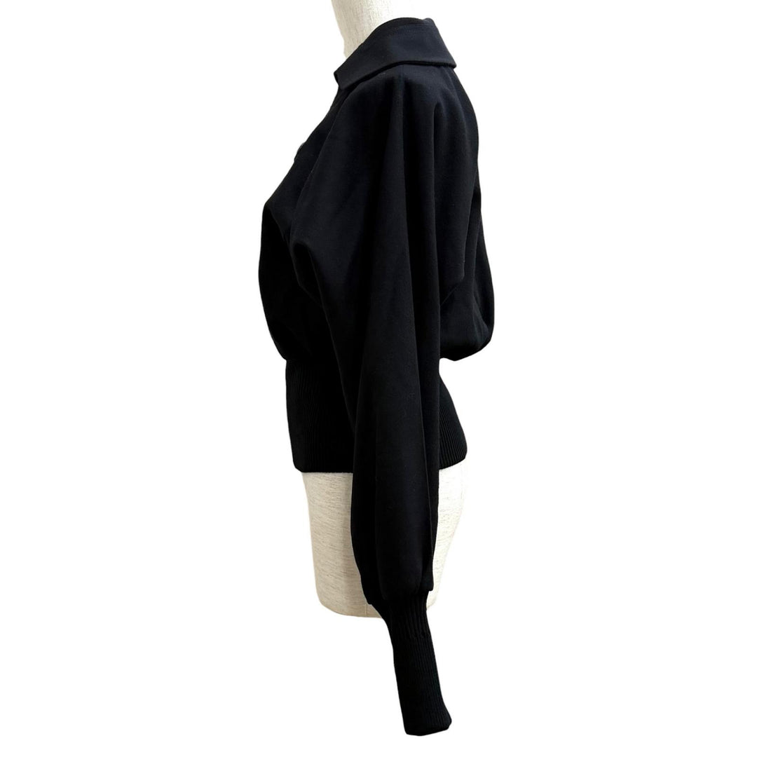 未使用品★PATOU パトゥ 24AW OU0280189999B ウール混 ロゴワッペン付 ZIP UP ライトボンバージャケット ブラック 34 ポーランド製 正規品