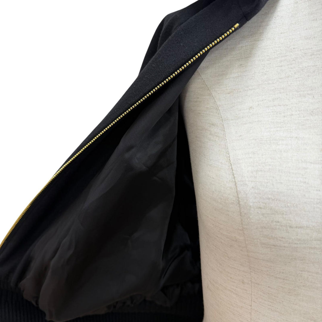 未使用品★PATOU パトゥ 24AW OU0280189999B ウール混 ロゴワッペン付 ZIP UP ライトボンバージャケット ブラック 34 ポーランド製 正規品