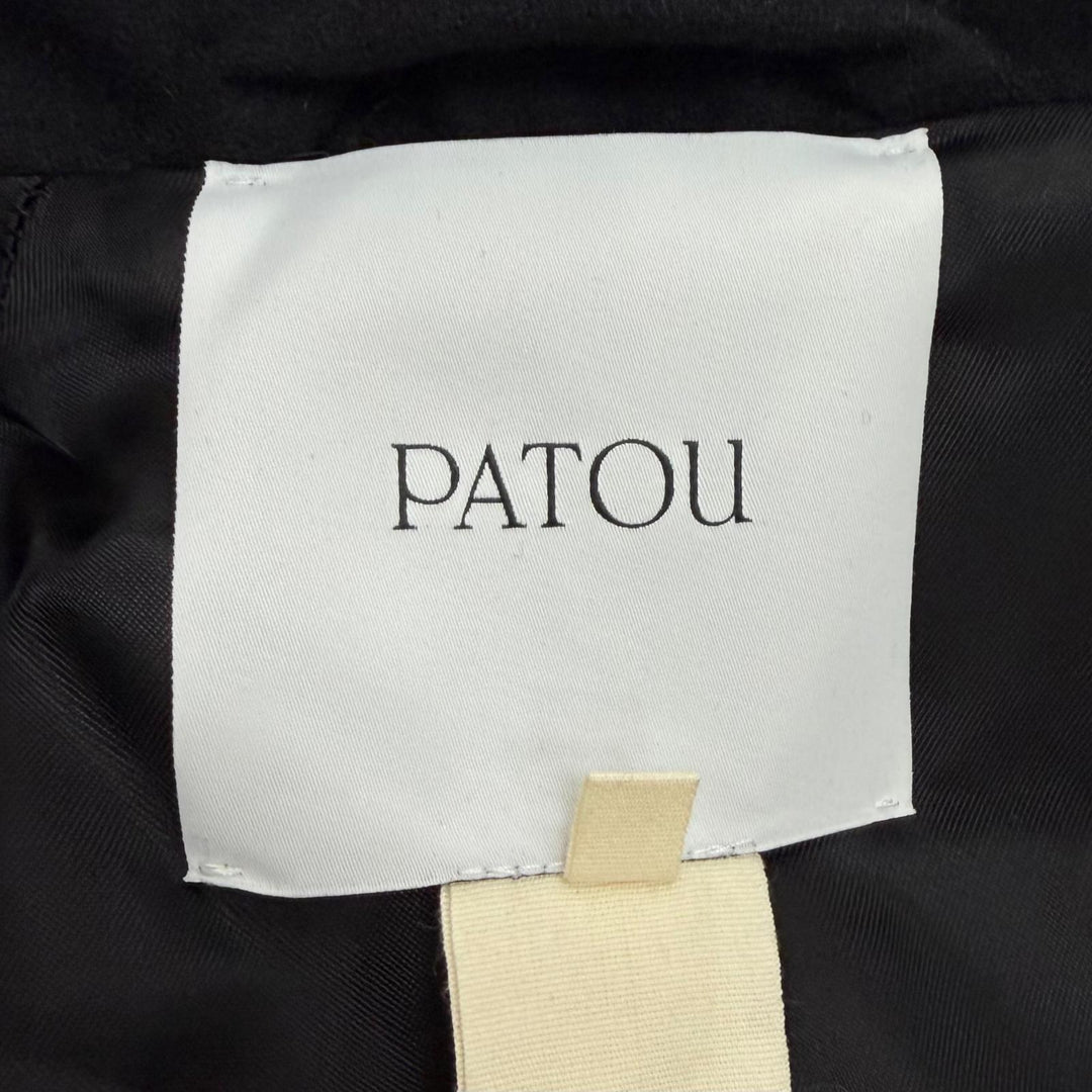 未使用品★PATOU パトゥ 24AW OU0280189999B ウール混 ロゴワッペン付 ZIP UP ライトボンバージャケット ブラック 34 ポーランド製 正規品
