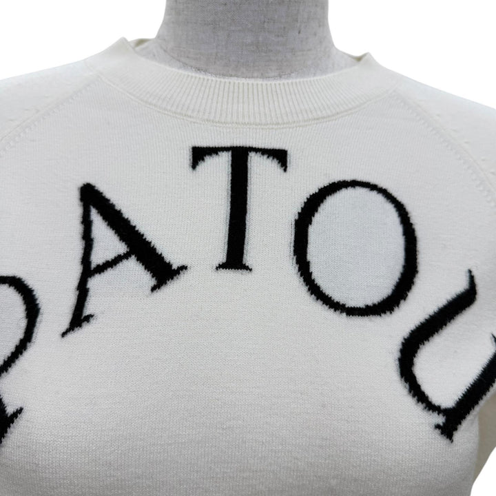 未使用品☆PATOU パトゥ KN1108045001W ウールブレンド フロントロゴ ジャンパー 長袖 ニット トップス アイボリー S 正規品 レディース
