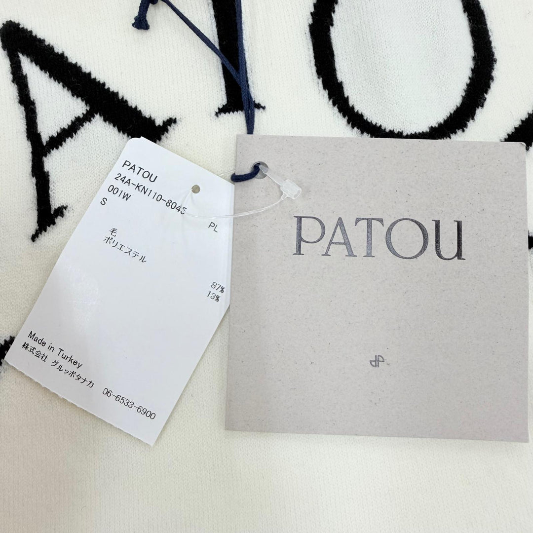 未使用品☆PATOU パトゥ KN1108045001W ウールブレンド フロントロゴ ジャンパー 長袖 ニット トップス アイボリー S 正規品 レディース