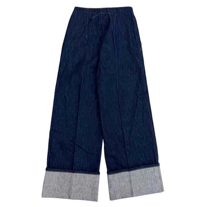 未使用品★PATOU パトゥ TR0030008602D アイコニック デニム パンツ RODEO BLUE センタープレス ワイドパンツ 34 正規品 レディース