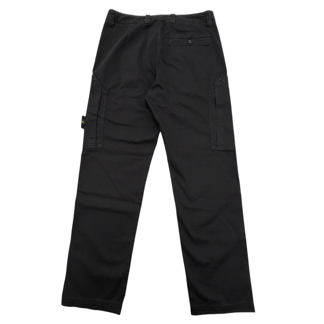 美品▼STONE ISLAND ストーンアイランド K2S153100030 STRETCH ORGANIC COTTON SATIN ロゴワッペン付き カーゴパンツ ブラック 29 正規品