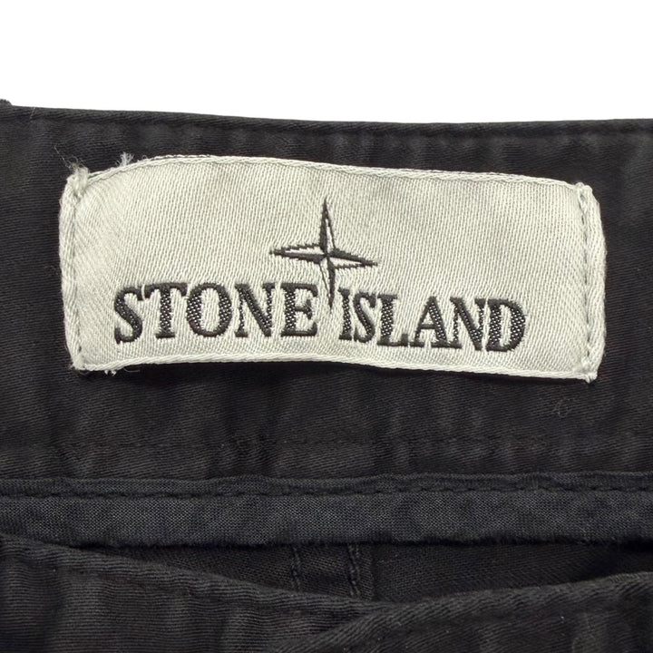 美品▼STONE ISLAND ストーンアイランド K2S153100030 STRETCH ORGANIC COTTON SATIN ロゴワッペン付き カーゴパンツ ブラック 29 正規品