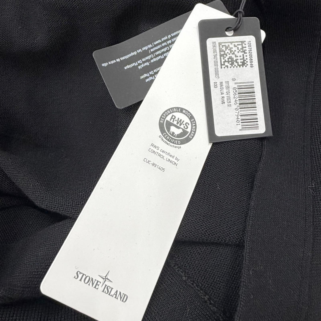 極美品▼STONE ISLAND ストーンアイランド 24AW 8115511C4 ウール100% ワッペン付 ロゴ入りボタン Vネック ニット カーディガン M 正規品