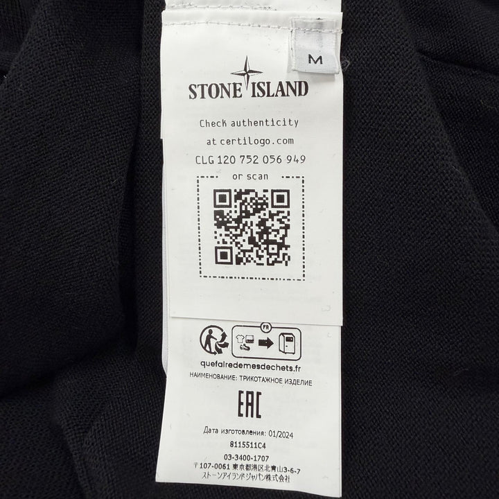 極美品▼STONE ISLAND ストーンアイランド 24AW 8115511C4 ウール100% ワッペン付 ロゴ入りボタン Vネック ニット カーディガン M 正規品