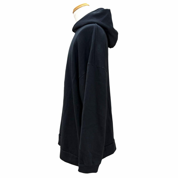 美品▼THE ROW ザロウ 386-K290 ESSONI TOP コットン100% フーデッド プルオーバー パーカー ブラック L USA製 正規品 メンズ