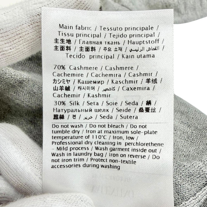 未使用品△VALENTINO ヴァレンティノ 3B3KC48D830 カシミヤ シルク ロゴ金具 Vネック 長袖ニット セーター グレー ゴールド金具 S 正規品