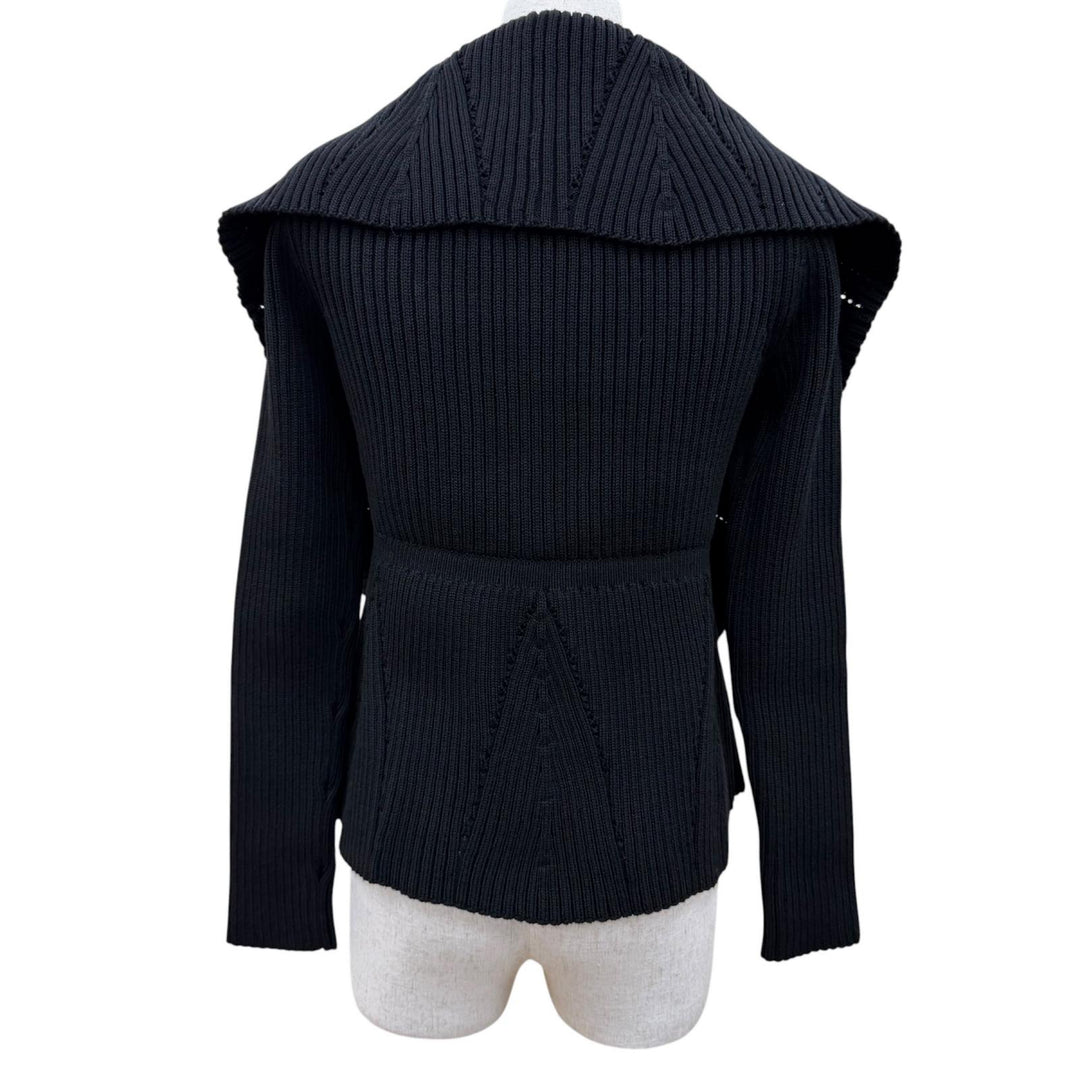 極美品☆Christian Dior クリスチャンディオール 324G03AM202 ウール コットン BEE刺繍 長袖 ニット カーディガン ブラック 36 正規品