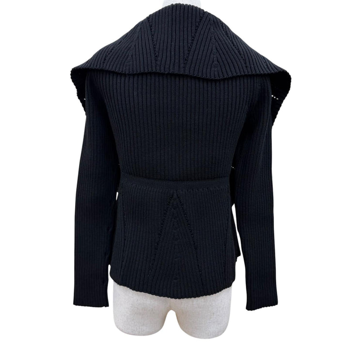 極美品☆Christian Dior クリスチャンディオール 324G03AM202 ウール コットン BEE刺繍 長袖 ニット カーディガン ブラック 36 正規品