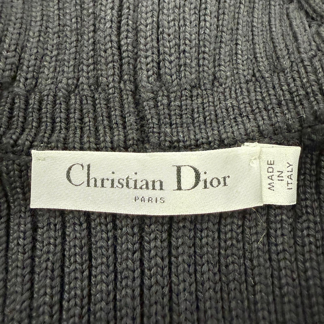 極美品☆Christian Dior クリスチャンディオール 324G03AM202 ウール コットン BEE刺繍 長袖 ニット カーディガン ブラック 36 正規品