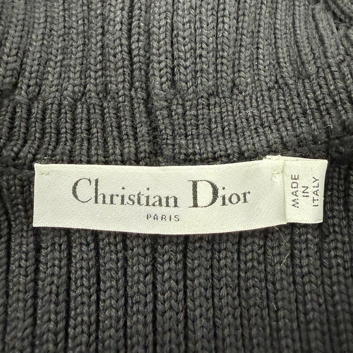 極美品☆Christian Dior クリスチャンディオール 324G03AM202 ウール コットン BEE刺繍 長袖 ニット カーディガン ブラック 36 正規品