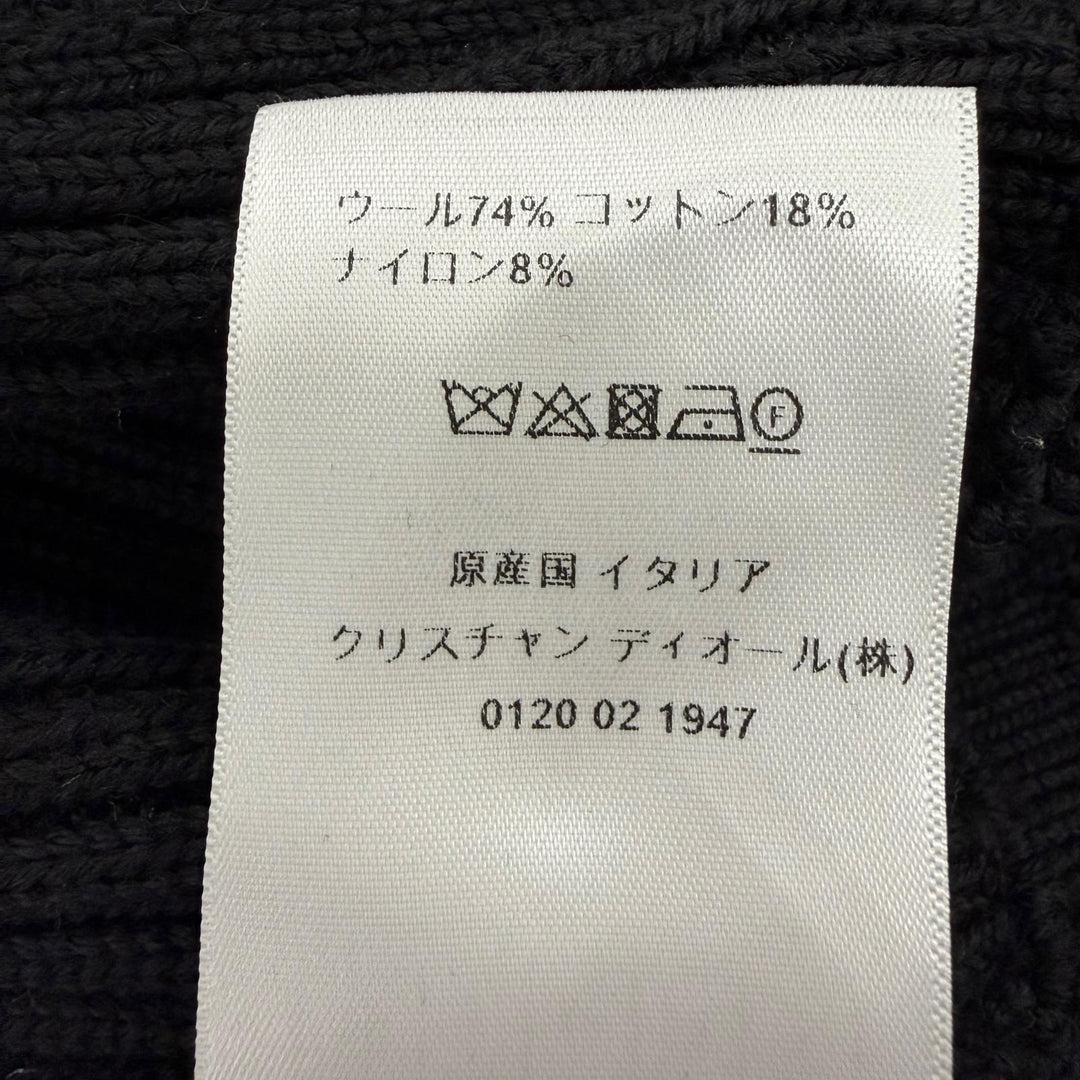 極美品☆Christian Dior クリスチャンディオール 324G03AM202 ウール コットン BEE刺繍 長袖 ニット カーディガン ブラック 36 正規品
