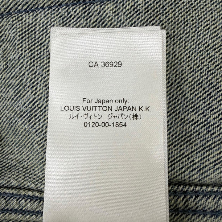 極美品▼ルイヴィトン 23AW MONOGRAM DENIM WORK S/S SHIRT モノグラムエンボス ロゴプレート 半袖 ウォッシュデニムジャケット L 正規品