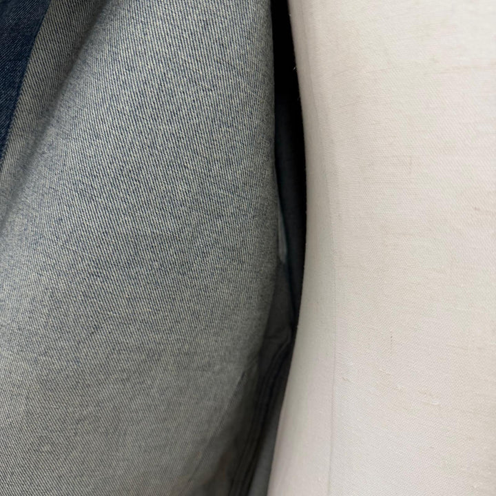 極美品▼ルイヴィトン 23AW MONOGRAM DENIM WORK S/S SHIRT モノグラムエンボス ロゴプレート 半袖 ウォッシュデニムジャケット L 正規品