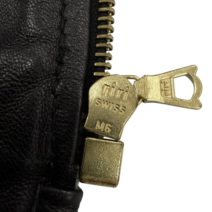 美品☆LOEWE ロエベ ロング丈 ZIP UP 総柄デザイン キルティング レザー コート ブラック 42 イタリア製 レディース