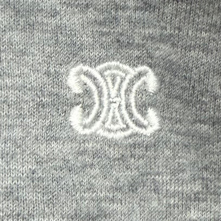 極美品★CELINE セリーヌ 2Y377450I コットン カシミヤ混 ルーズフィット トリオンフ刺繍入り パーカー グレー S フランス製 正規品