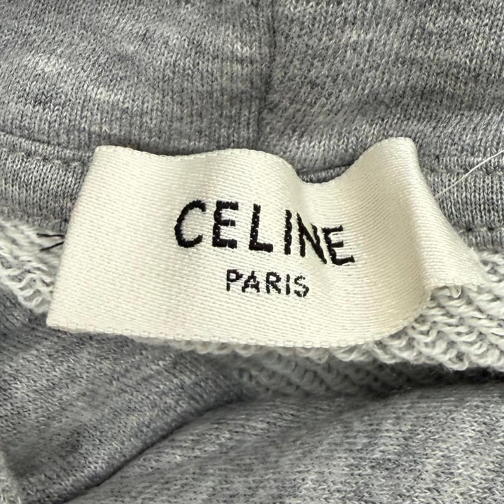 極美品★CELINE セリーヌ 2Y377450I コットン カシミヤ混 ルーズフィット トリオンフ刺繍入り パーカー グレー S フランス製 正規品