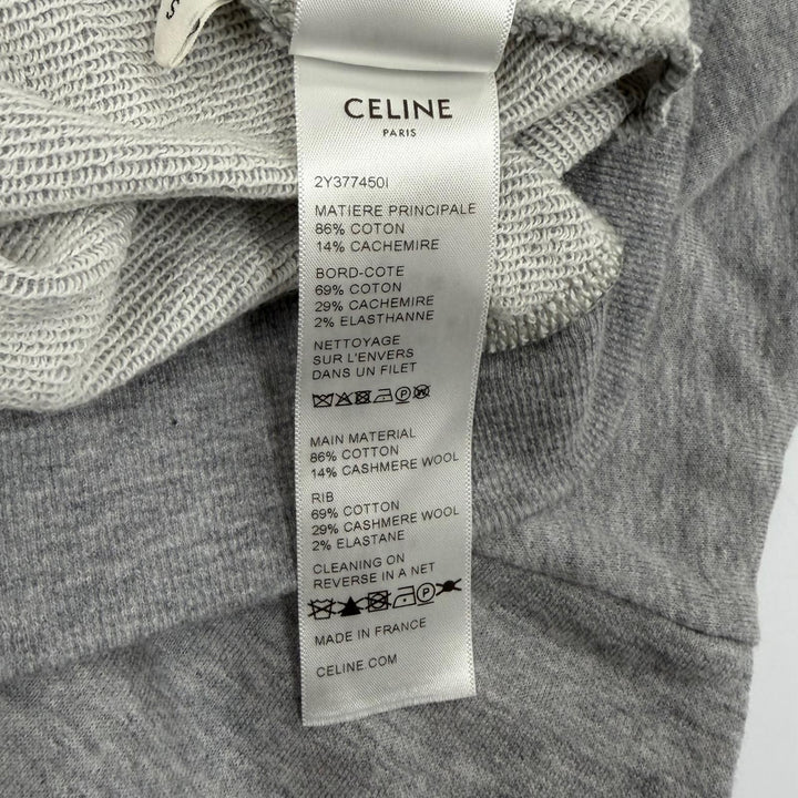 極美品★CELINE セリーヌ 2Y377450I コットン カシミヤ混 ルーズフィット トリオンフ刺繍入り パーカー グレー S フランス製 正規品