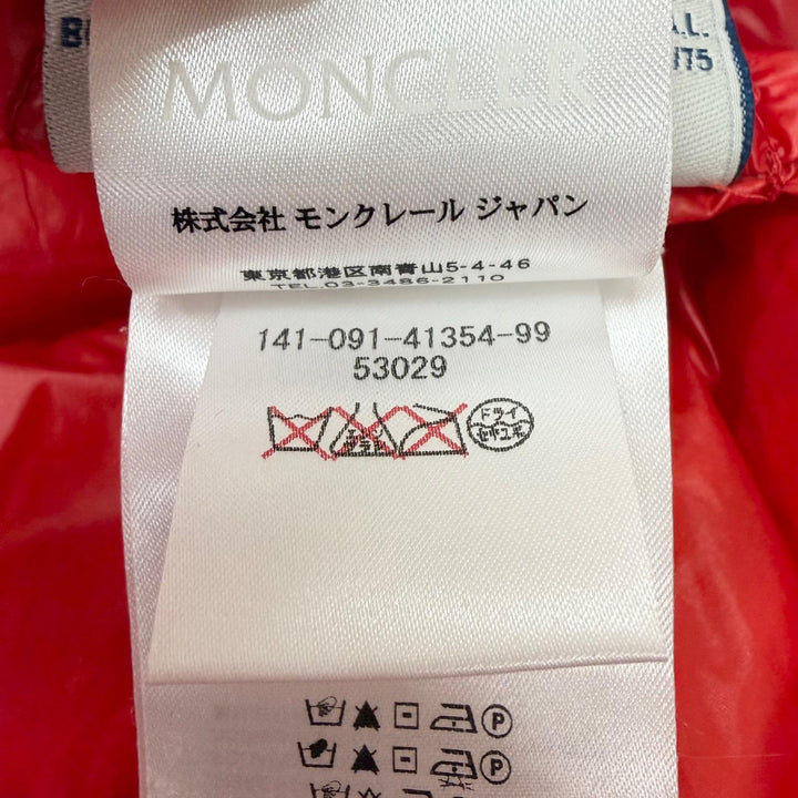 極美品□MONCLER モンクレール 41091413549953029 ACORUS GIUBBOTTO ロゴワッペン ライトダウンジャケット レッド 1 正規品 メンズ