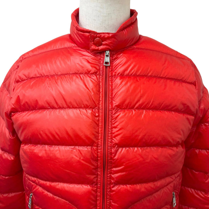 極美品□MONCLER モンクレール 41091413549953029 ACORUS GIUBBOTTO ロゴワッペン ライトダウンジャケット レッド 1 正規品 メンズ