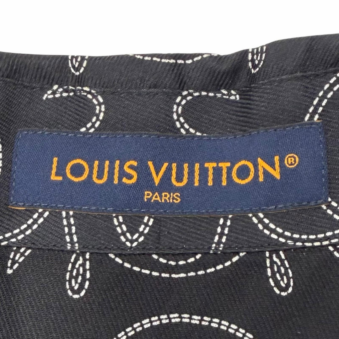 極美品▼LOUIS VUITTON ルイヴィトン 24AW シルク100% プリント LVアラベスク モチーフ 開襟 ショートスリーブ 半袖シャツ S 正規品