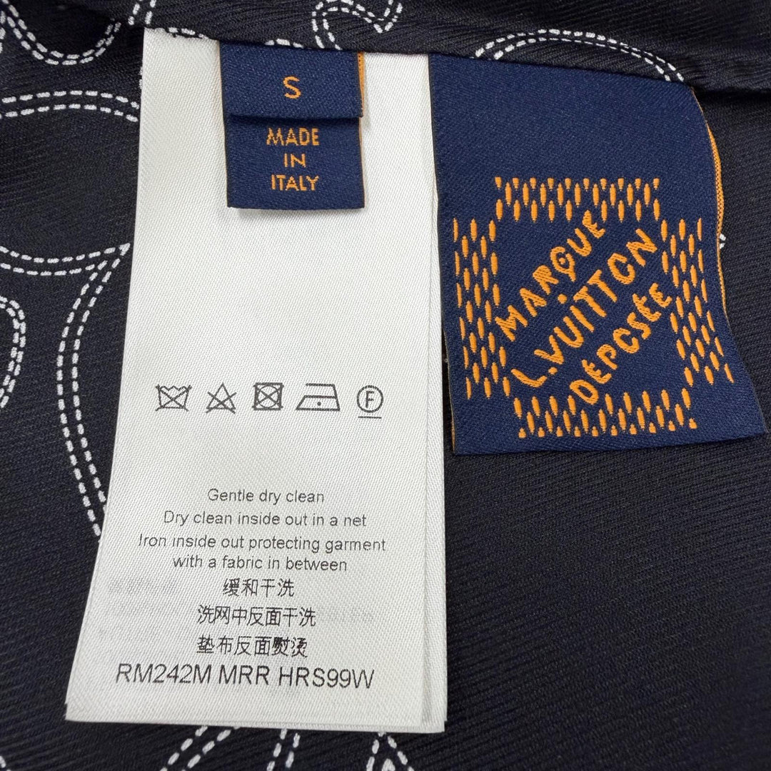 極美品▼LOUIS VUITTON ルイヴィトン 24AW シルク100% プリント LVアラベスク モチーフ 開襟 ショートスリーブ 半袖シャツ S 正規品