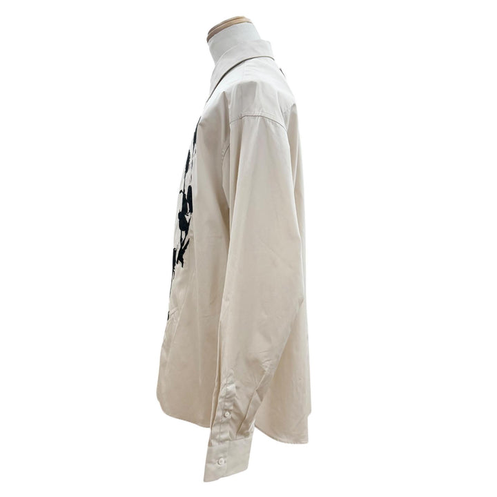 未使用品▼PRADA プラダ 24SS UCN541 コットン100% トライアングルロゴ エンブロイダリーポプリン 長袖シャツ ベージュ L 正規品 メンズ