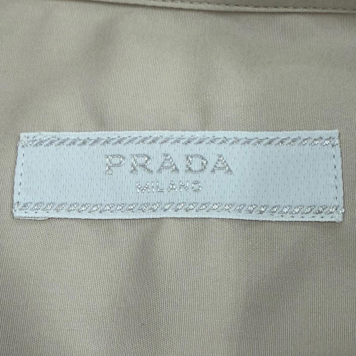未使用品▼PRADA プラダ 24SS UCN541 コットン100% トライアングルロゴ エンブロイダリーポプリン 長袖シャツ ベージュ L 正規品 メンズ