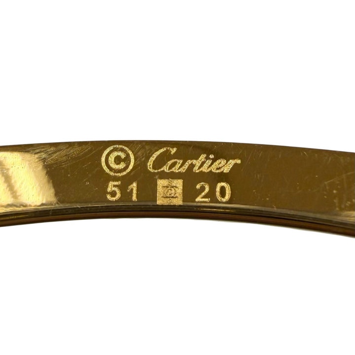 極美品▼Cartier カルティエ トリニティ ウッドテンプル オーバル メガネ 眼鏡 アイウェア ゴールド ブラウン 51□20 135 度入り メンズ
